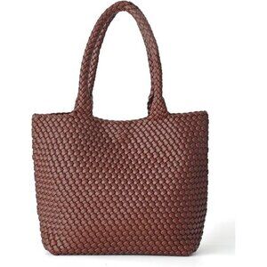 Woven Tote Bag for Women A - Wine Red